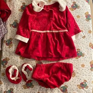 Girls 12 months red and white Christmas outfit with matching shoes so adorable